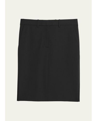 Helmut Lang Wool Zip Pencil Skirt - Black