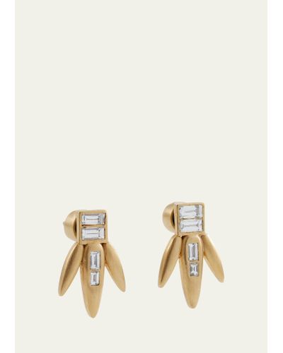 Ileana Makri Baguette Diamond Grass Straw Earrings In 18k Yellow Gold - Natural
