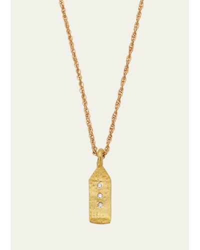 Elhanati Paloma Maison Small Tag Necklace In 18k Solid Yellow Gold With Top Wesselton Vvs Diamonds - Metallic