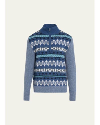 Loro Piana Noel Cashmere Quarter-zip Sweater - Blue