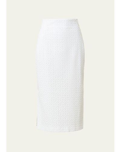 Akris 3d Applique Midi Pencil Skirt - White