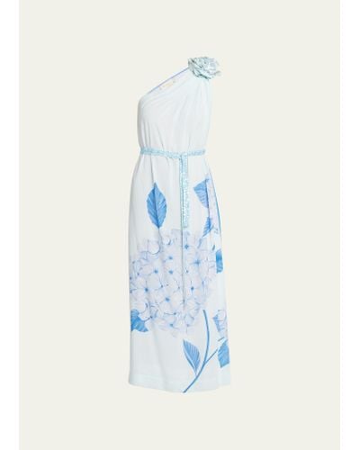 VERANDAH Hydrangea-print Toga Maxi Dress - Blue