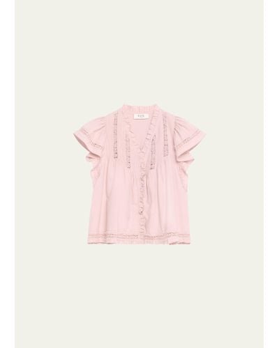 Sea Lilith Flutter-sleeve Top - Pink