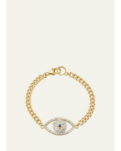 Sheryl Lowe 5mm 14k Diamond Evil Eye Chain Bracelet - Natural