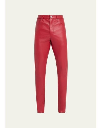 Monfrere Greyson Leather Skinny Jeans - Red