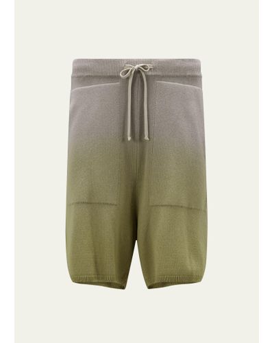 Moncler Long Ombre Cashmere Drawstring Shorts - Green