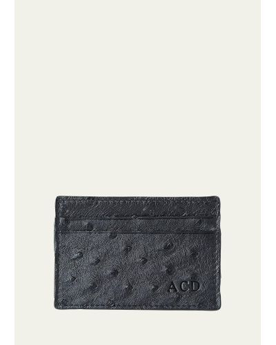 Abas Flat Ostrich Card Case - Gray