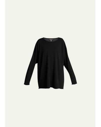 Eskandar Cashmere A-line Boat-neck Sweater - Black