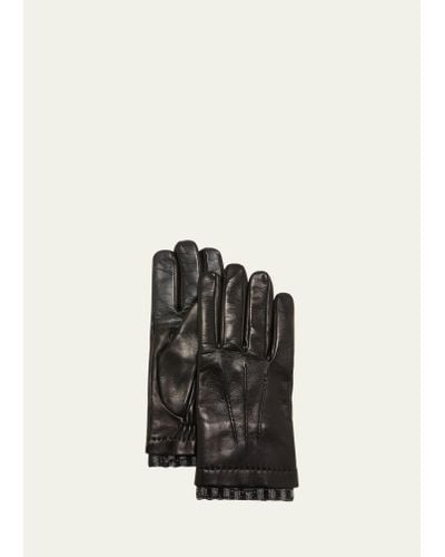 Bergdorf Goodman Cashmere-lined Napa Leather Gloves - Black