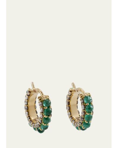 Ileana Makri 18k Yellow Gold Emerald Streamflow Hoop Earrings - Multicolor