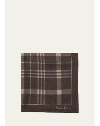 Ralph Lauren Tonal Tartan Pocket Square - Brown