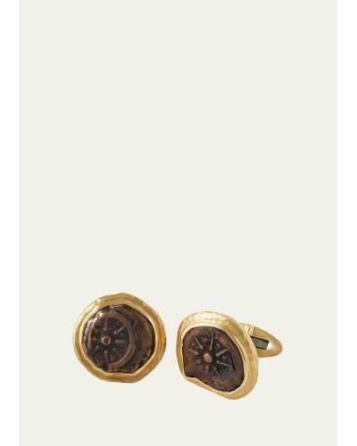 Jorge Adeler 18k Yellow Gold Ancient Charity Coin Cufflinks - Natural