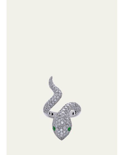 Stefere White Gold White Diamond Ring From The Snake Collection