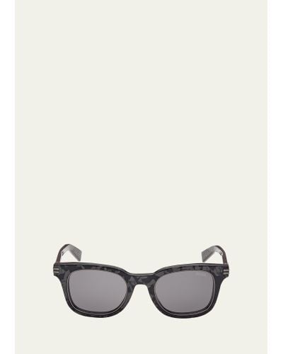 Zegna Acetate Rectangle Sunglasses - Gray