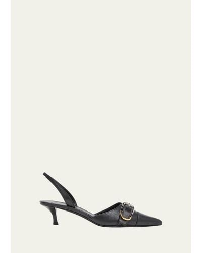 Givenchy Voyou Leather Buckle Slingback Pumps - White