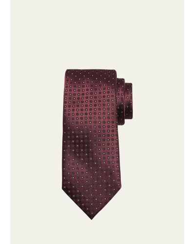 Zegna Floral Silk Jacquard Tie - Red