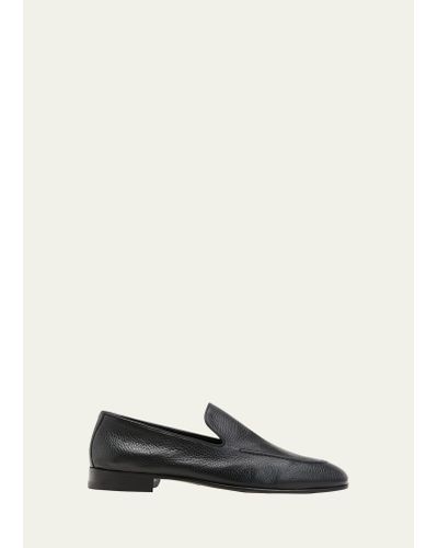 Manolo Blahnik Truro Leather Loafers - Black