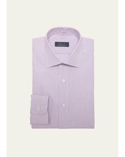 Bergdorf Goodman Micro-check Cotton Dress Shirt - Purple