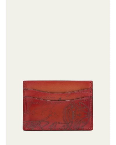Berluti Bambou Scritto Leather Card Case - Red