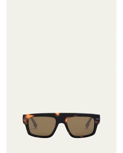 Fendi Graphy Acetate Rectangle Sunglasses - Natural