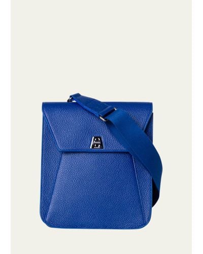 Akris Anouk Small Leather Messenger Bag - Blue