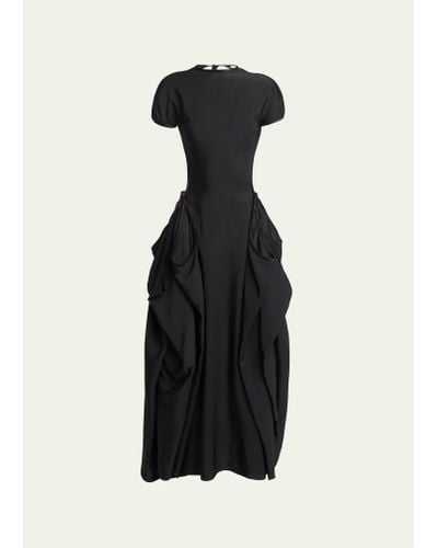 Loewe Backless Ruffle Waist Dress - Black