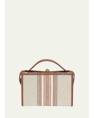 Loro Piana Mini Striped Canvas Shoulder Bag - Natural