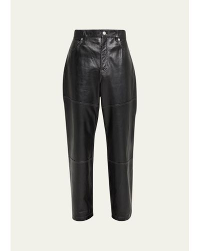 FRAME Paneled Loose-fit Leather Pants - Black