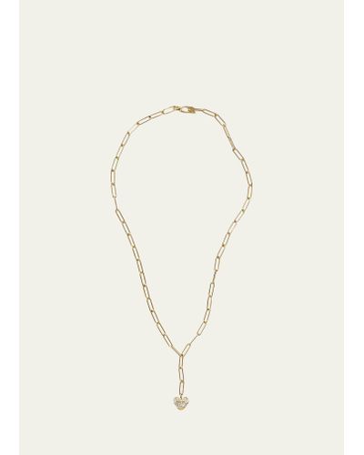 Nak Armstrong Small Strap Heart Pendant Necklace With White Diamonds And Yellow Gold - Natural