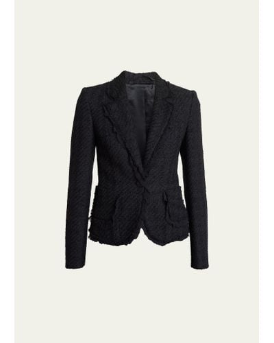 Givenchy Single-breasted Tweed Blazer Jacket - Blue