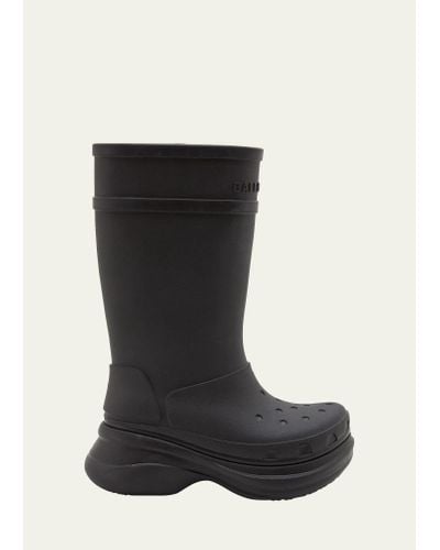 Balenciaga X Croc Rubber Rain Boots - Black