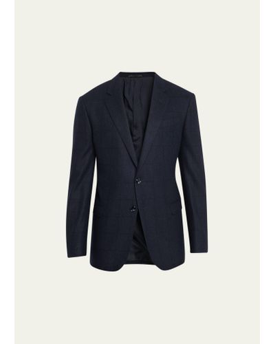 Giorgio Armani Windowpane Wool-cashmere Sport Coat - Blue