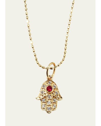 Sydney Evan 14k Gold Diamond Hamsa Pendant Necklace - White