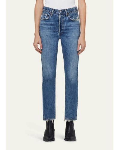 Agolde Riley High-rise Straight Crop Jeans - Blue