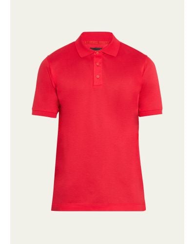 Kiton Cotton Pique Polo Shirt - Red