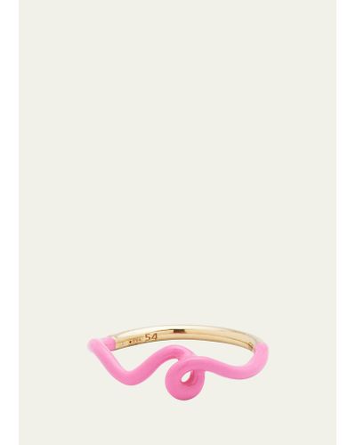 Bea Bongiasca Wow Mini Mono Ring With Bubblegum Pink Enamel