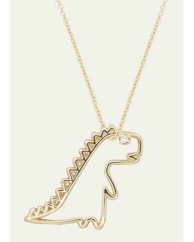 Aliita Dinosaur Diamond Necklace In 9k Gold - Metallic