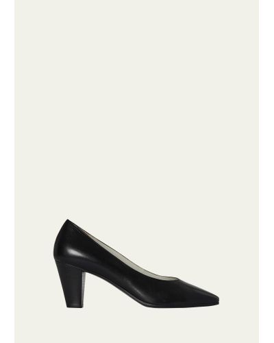 The Row Charlotte Leather Pumps - Black