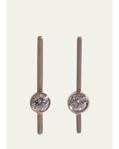 Bleecker and Prince Hollow Out 14k Yellow Gold Diamond Bar Stud Earrings - Natural