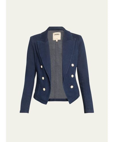 L'Agence Wayne Cropped Double-breasted Jacket - Blue