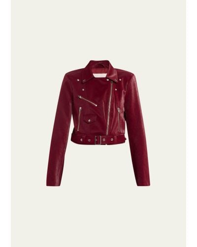 Cinq À Sept Zoe Cropped Faux Leather Moto Jacket - Red