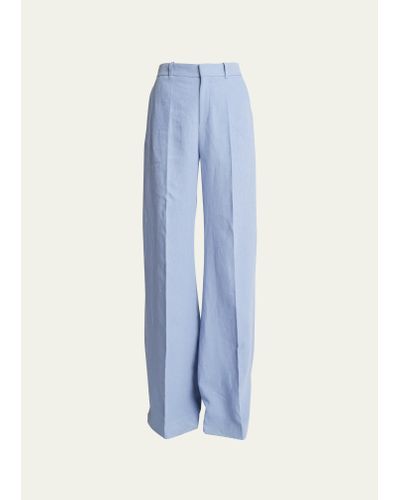Chloé Linen Canvas Flare Pants - Blue