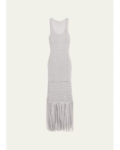 Jonathan Simkhai Jocelyn Sleeveless Open-knit Fringe Midi Dress - White