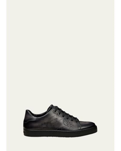 Berluti Playtime Scritto Leather Low-top Sneakers - Black