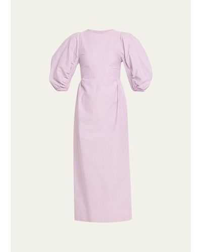 Kika Vargas Bessie Puff-sleeve Cotton Dress - Pink