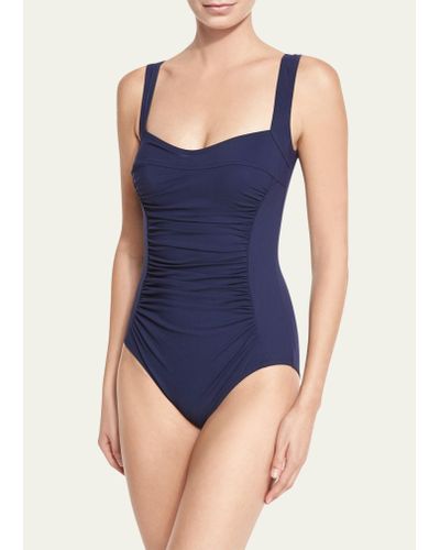 Karla Colletto Ruch-front Underwire One-piece Swimsuit - Blue