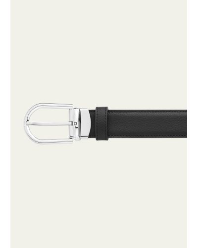 Montblanc Reversible Leather Buckle Belt - Natural