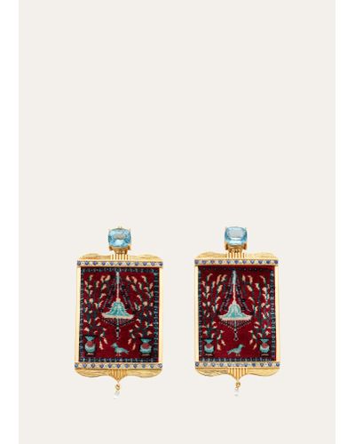 Silvia Furmanovich Yellow Gold Mini Carpet Earrings With Diamond And Turquoise - Multicolor