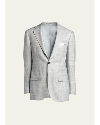 Kiton Textured Pinstripe Suit - Gray