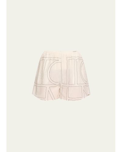 Totême Monogram Cotton Pj Shorts - Natural